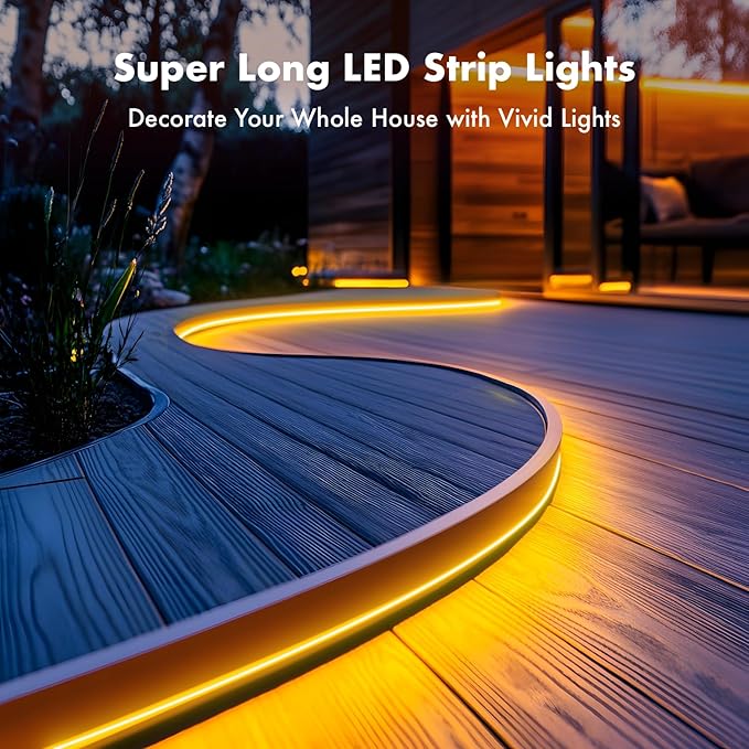 Neon Rope Lights, 50FT RGB Led Strip, Waterproof IP67, DIY Design, Music Sync, 44 Keys Remote Control, Multiple Modes, for Living Room, Bedroom, Holiday Decoration