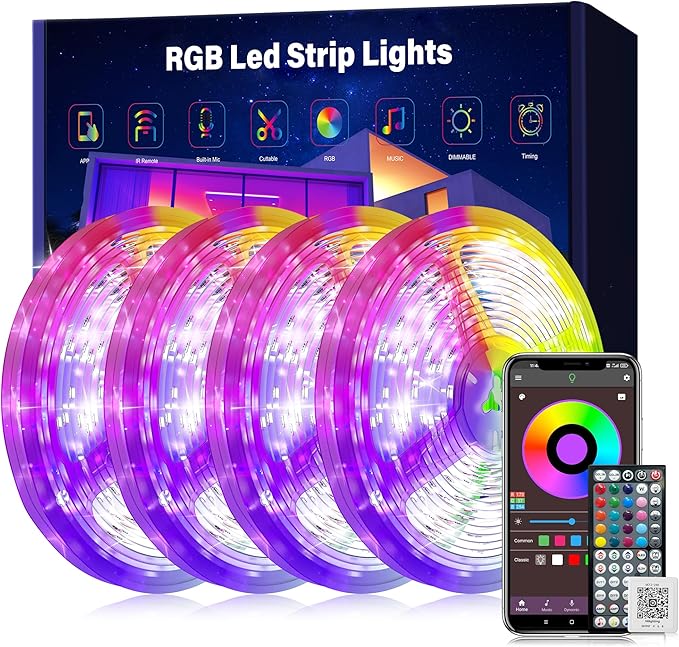 Led Lights for Bedroom 400ft Music Sync Color Changing Led Strip Lights with 60 Key Remote and App Control RGB Led Light Strip for Home Party Room Decoration