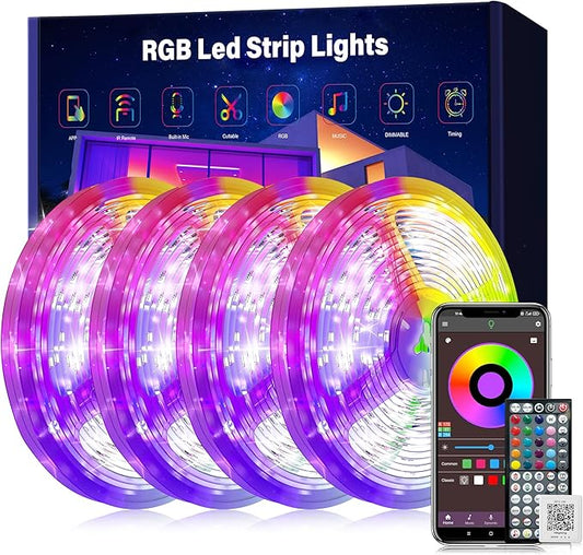 Led Lights for Bedroom 400ft Music Sync Color Changing Led Strip Lights with 60 Key Remote and App Control RGB Led Light Strip for Home Party Room Decoration