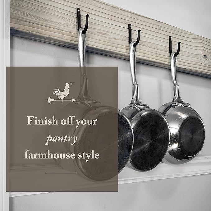 Railroad Spike Cast Iron Hooks (10 Pack) Handmade Blacksmith, Wall Mounted Farmhouse Decorative Hooks, PowderCoated for Interior or Exterior Use, Rust Proof for Hanging Coats, Bags or Pots (Black)