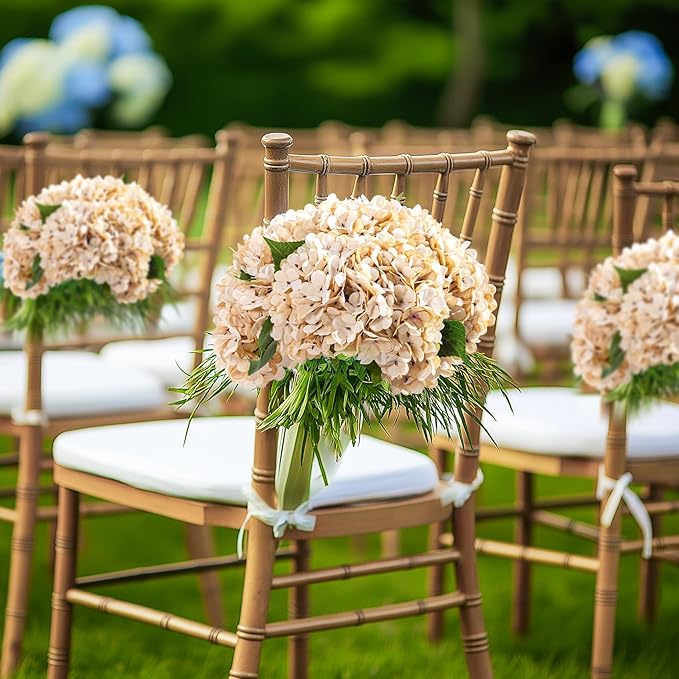 10PCS Fake Hydrangea Artificial Flowers Hydrangea Bouquet for Home Wedding Bridal Bouquet Office Party Table Centerpiece DIY Floral Decor (Autumn White)