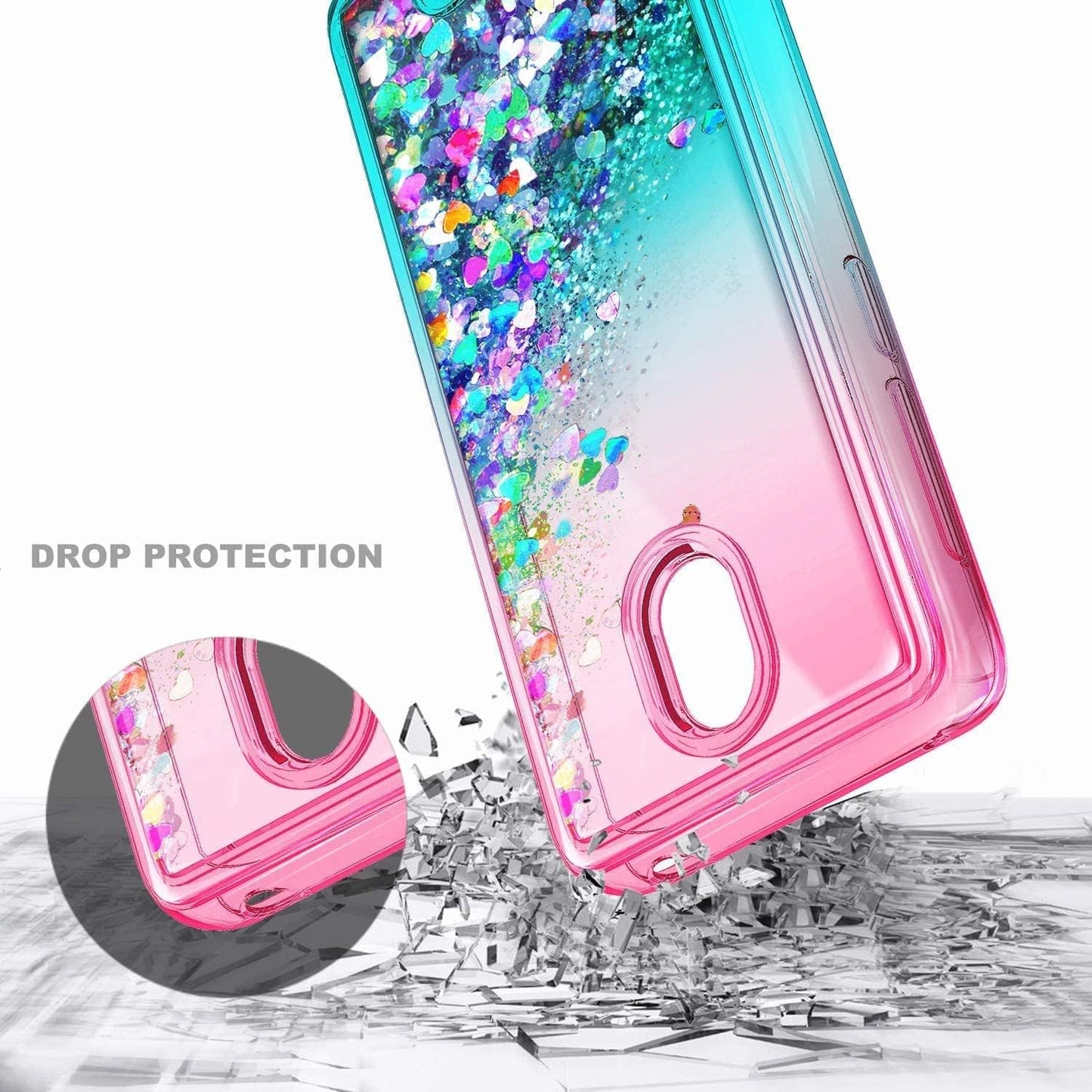 NZND Case for Wiko Ride 2 (U520AS) with Tempered Glass Screen Protector, Glitter Liquid Floating Case
