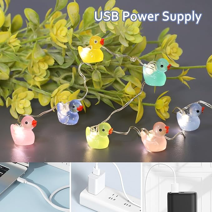 Impress Life Duck String Lights with Remote Timer, 10FT 40LEDs Cute Indoor String Lights, Warm White Glow Fairy Lights Battery Operated or USB for Bedroom Party Garden Decor