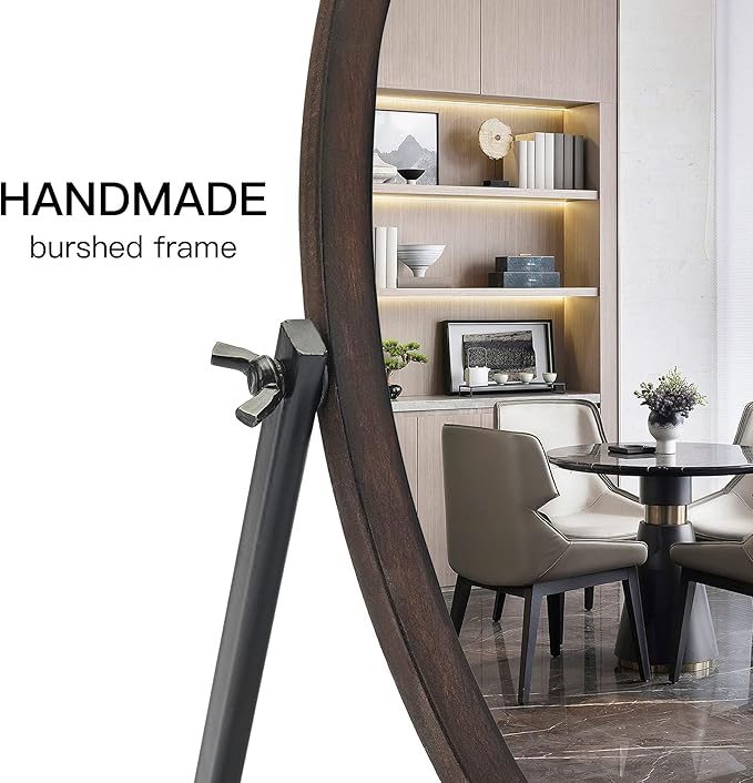 Vanity Table Makeup Mirror-Desk Small Standing Vintage Mirrors 360° Adjustable Rotation, Bronze Wood Framed for Dressing Table,Bedroom, Bathroom,Tabletop,Antique,Desktop 11.8'' x 7.8''