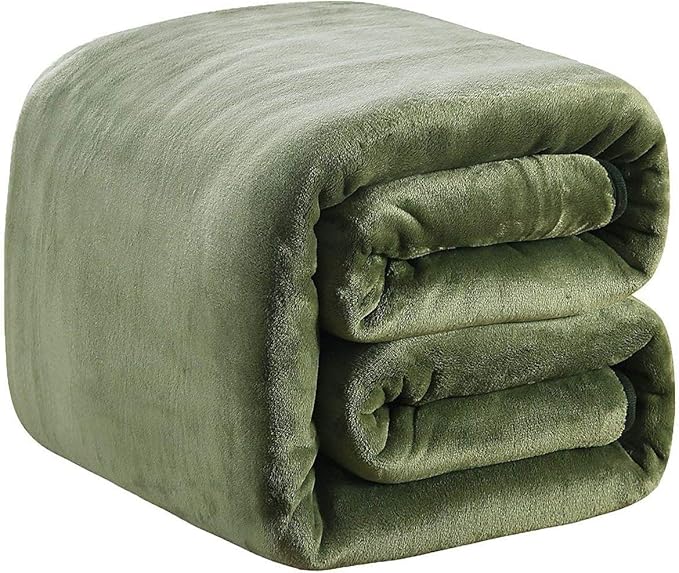 Polar Fleece Blankets Travel Size for The Bed Extra Soft Brush Fabric Super Warm Sofa Blanket 50" x 61"(Green Travel)