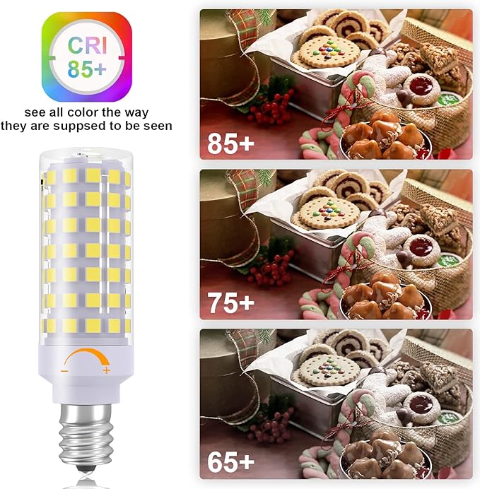E12 LED Candelabra Bulbs Dimmable, 7W C7 Bulb Equivalent to E12 Halogen Bulb 60W, Daylight White 6000K, T6 E12 Candelabra Base, AC120V E12 Light Bulbs for Ceiling Fan, Chandelier Lighting, 6 Pack