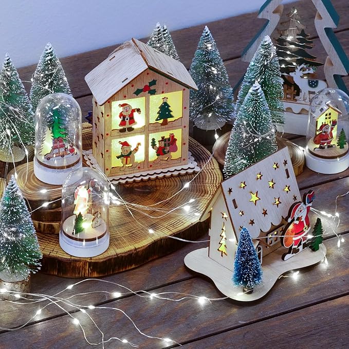 JMEXSUSS 8 Pack 50 LED Christmas Lights Battery Operated String Lights, 16ft White Fairy Lights Indoor Outdoor Waterproof for Mason Jars Bedroom Party Wedding Christmas Decorations