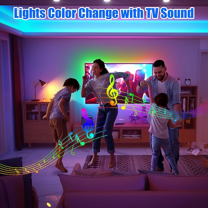 maylit ICRGB TV LED Backlight, 18ft Bluetooth LED Lights for TV 75-85in, USB Powered TV Lights Kit with Remote and App Control, Music Sync Color Change with TV Sound, Bias Lighting for HDTV Room Decor