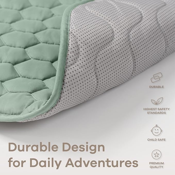 Comfy Cubs Round Kids Play Mat -Small 36 inches Soft Quilted Baby Floor Mat with Non-Slip Bottom - Plush Design for Toddlers' Playtime and Relaxation - Comfortable and Durable - Fern