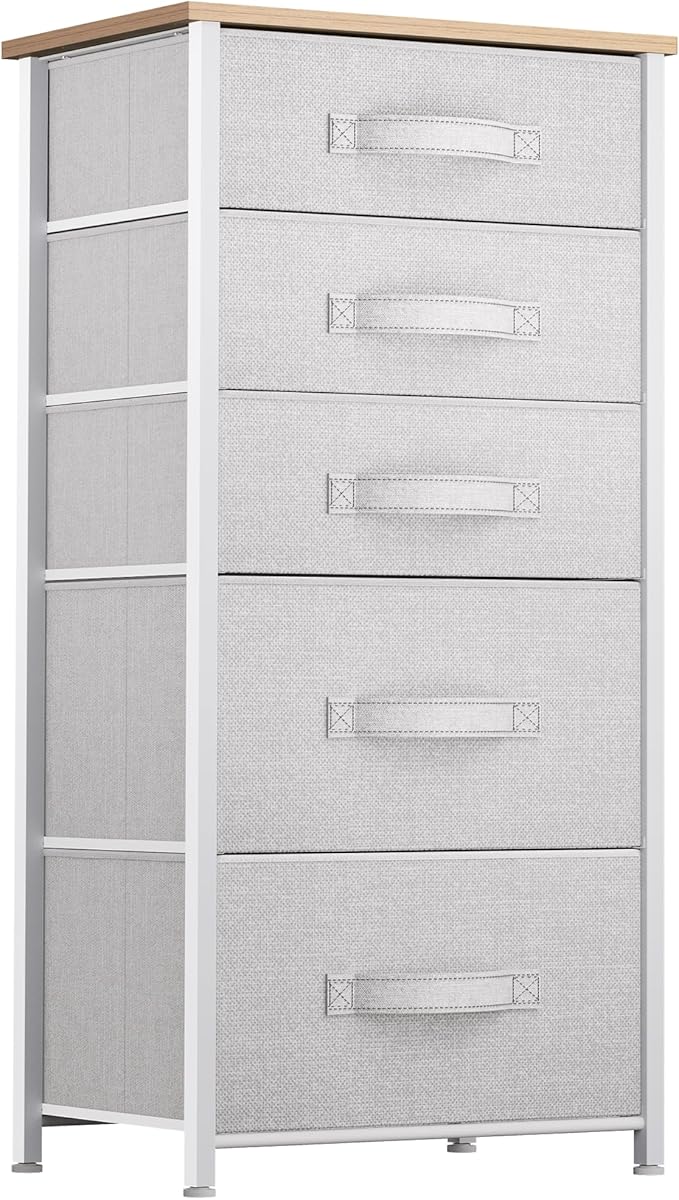 YITAHOME 5 Drawers Dresser - Fabric Dresser, Organizer Unit for Living Room, Closets(Pink)