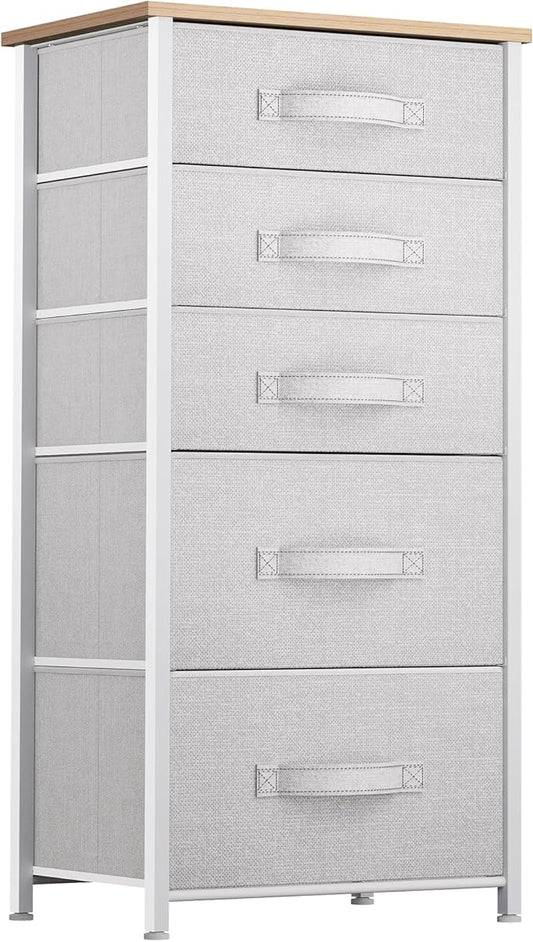 YITAHOME 5 Drawers Dresser - Fabric Dresser, Organizer Unit for Living Room, Closets(Pink)