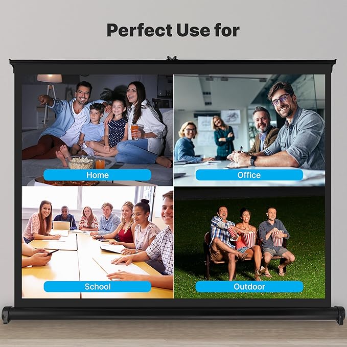 Pyle 50" Inch Portable Projector Screen - Portable Floor Standing, Manual Retractable Pull-Out Style, Mobile Movie Screen, Home Theater Cinema Wedding Party Office Presentation, Quick Assembly