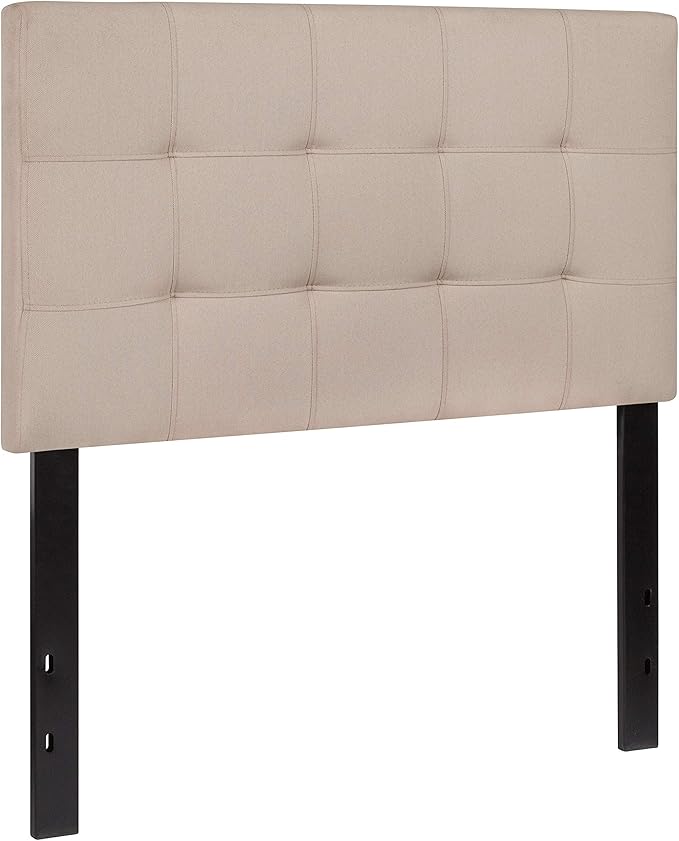 Flash Furniture Bedford Box Stitch Tufted Upholstered Twin Size Headboard in Beige Fabric