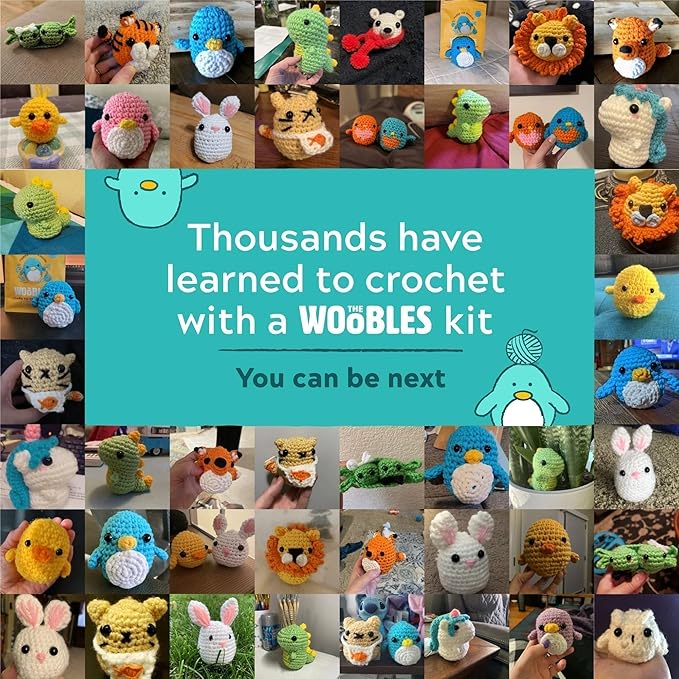 The Woobles Crochet Kit for Beginners - Easy Arts and Crafts Knitting & Crochet Animals Kit As Seen On Shark Tank - Bjørn The Narwhal