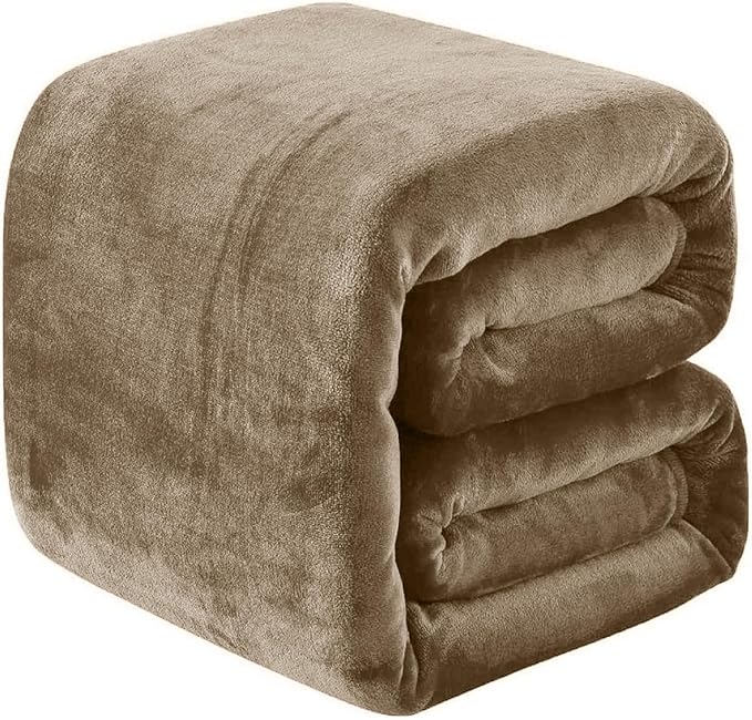 Fleece Blankets for All Season - Premium Lightweight Anti-Static Throw for Travel Size Bed Extra Soft Brush Fabric Warm Sofa Thermal Blanket 51" x 60"(Taupe)