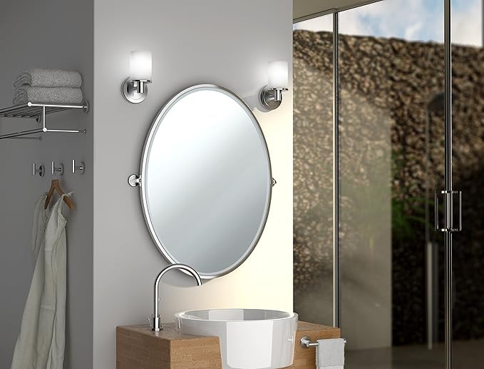 Gatco 1386C Latitude II Minimalist Bathroom Counter Top Vanity, 3x Magnification Makeup Mirror, 12.5" Height, Chrome