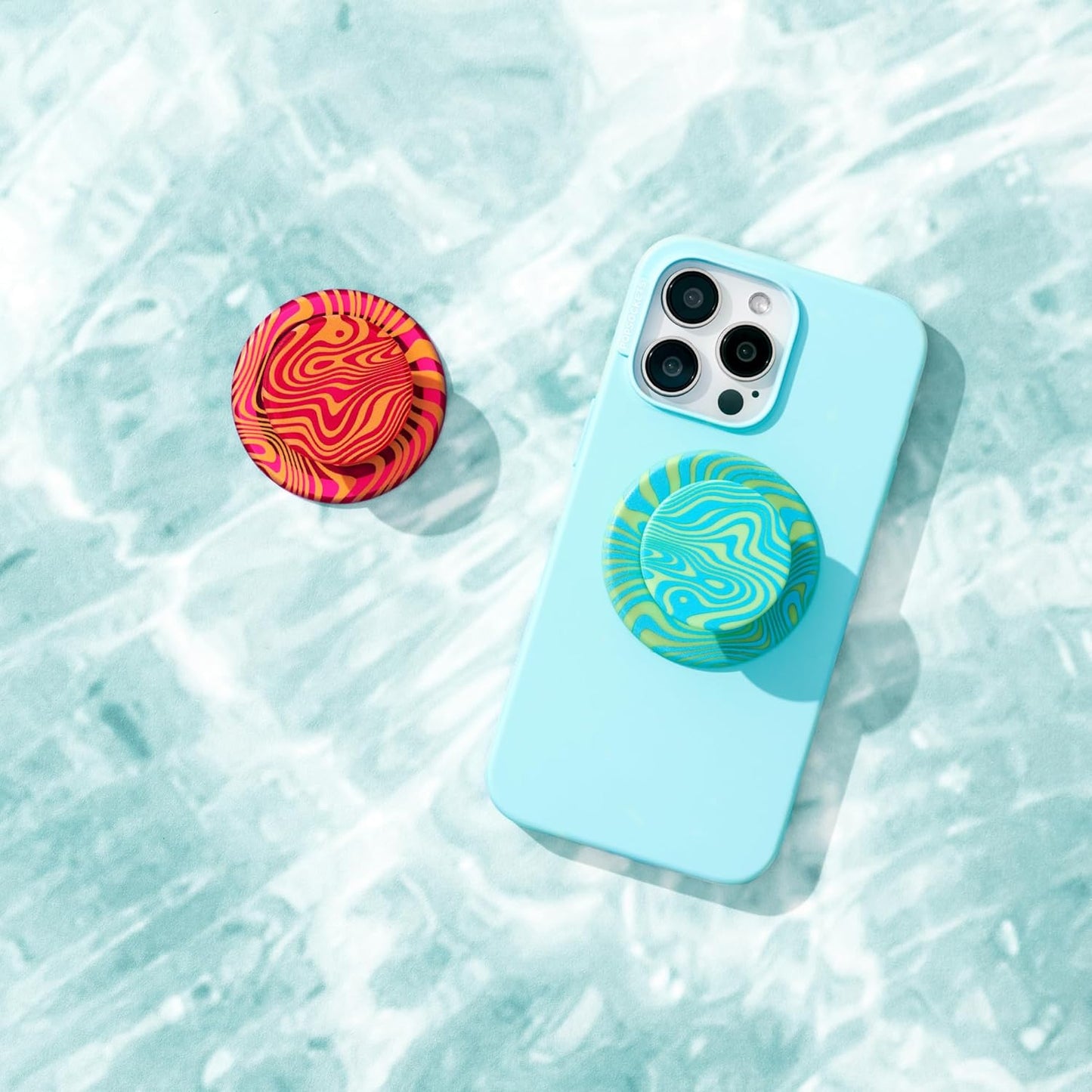 PopSockets Round Phone Grip Compatible with MagSafe, Adapter Ring Included, Wireless Charging Compatible - Swirl Orange