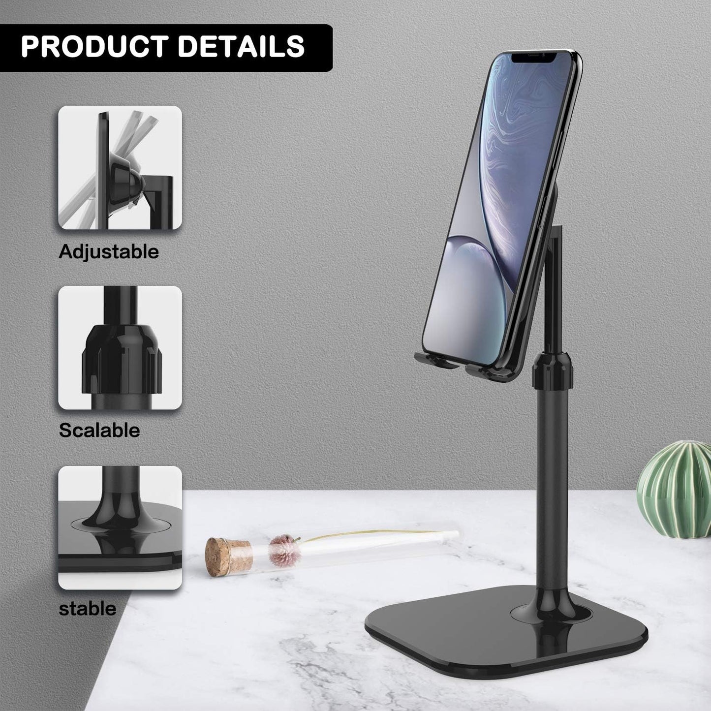 Doboli Cell Phone Stand, Phone Stand for Desk, Phone Holder Stand Compatible with iPhone and All Mobile Phones Tablet