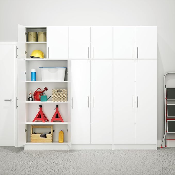 Prepac White Cabinet: Elite Wall Cabinet, WEW-3224 Garage Cabinet with Storage Shelf, Stackable 16"D x 32"W x 24"H, Perfect as a Garage Storage Cabinet with Doors and Shelves