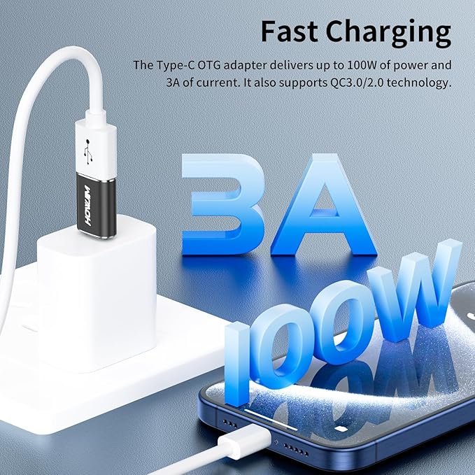 USB C to USB Adapter 4 Pack,Type C Male to USB 3.2 Female OTG Adapter,100W Fast Charging 10Gbps Data Transfer for M-acBook Pro/Air,Phone 15 16 17,Pad,G-alaxy,X-Peria,S-urface,D-ell XPS Black
