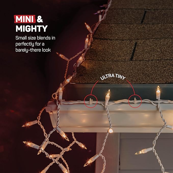 SEWANTA Christmas Light Clips - Set of 200 Mini Clips for Gutters and Shingles - Hanging Outdoor Lights - USA Made - No Tools Required