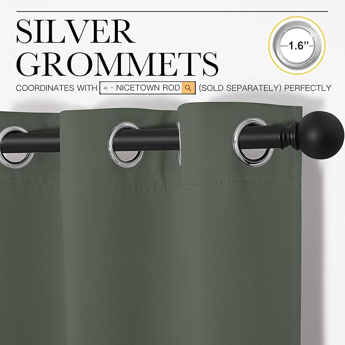 NICETOWN Curtains & Drapes for Door Tapestry, Sound Noise Canceling Room Darkening Replacement Makeshift Curtains for Bathroom Pantry Bedroom Closet (Dark Mallard, 1 Panel, 5ft Wide x 7ft Long)