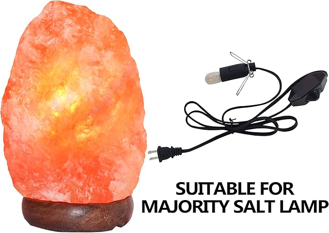 haraqi Himalayan Salt Lamp Cord and Bulb with Dimmer Switch,Original Replacement Cord Bulb for Salt Rock Lamps, 6ft Cord