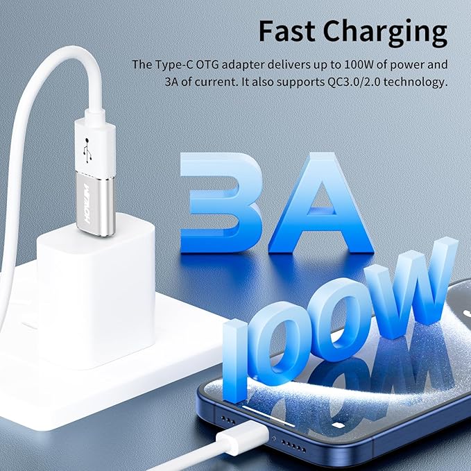 USB C to USB Adapter 4 Pack,3A 100W Fast Charging 10Gbps Data Transfer,Type-C Male to USB 3.2 Female OTG Adapter for M-acBook Pro/Air,Phone15 16 17,Pad,G-alaxy,X-Peria,S-urface,D-ell XPS Silver