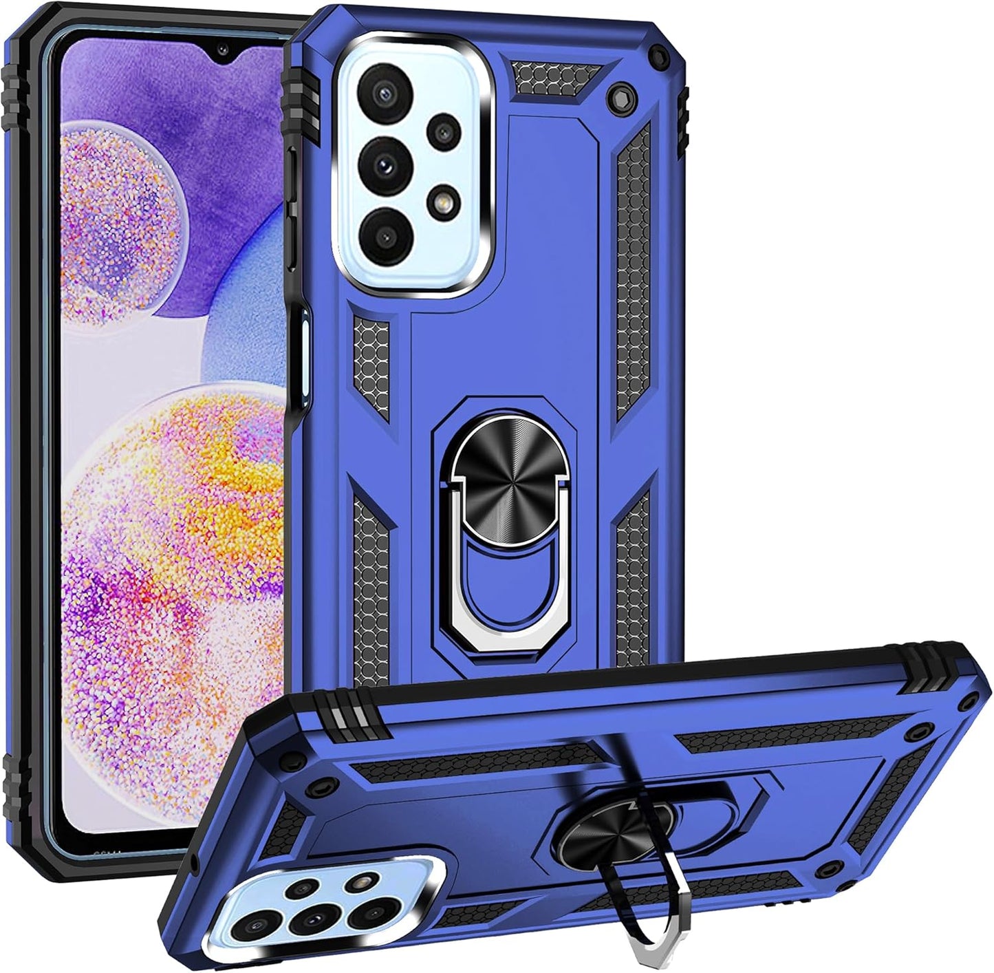 Military Grade Drop Impact Samsung Galaxy A23 5G Case (Purple) - 360 Metal Rotating Ring Kickstand Heavy Duty