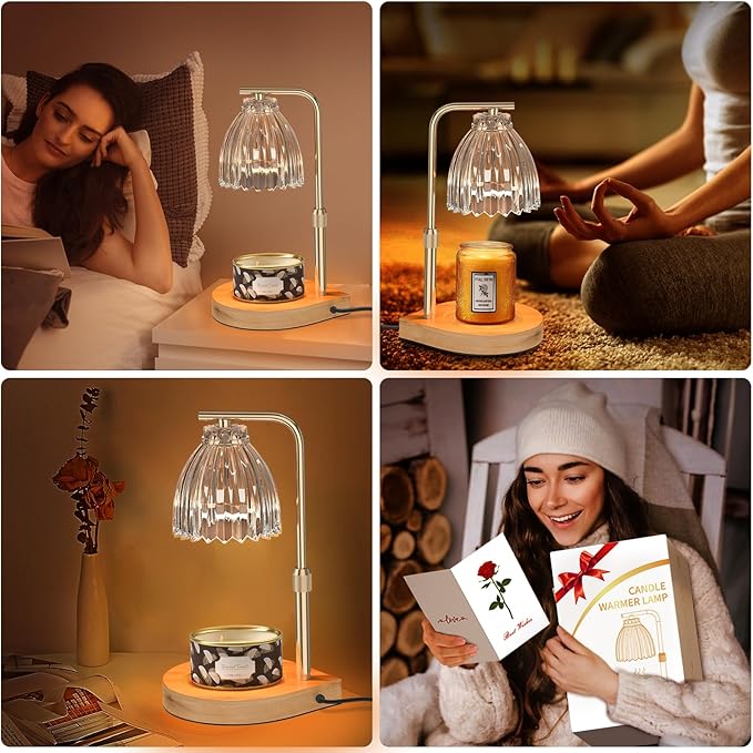 Christmas Gifts for Women Candle Warmer Lamp with Adjustable Height, Timer & Dimmer, Birthday Gifts for Women, Elegant Gift Box & Greeting Card, Candle Lamp with 2 Bulbs for Home Decor/Bedroom/Office