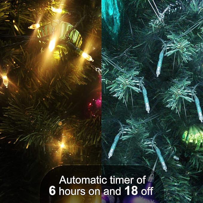 Battery Operated String Lights, 50 LED 18ft Christmas Lights Mini Lights with Timer & 8 Modes, for Christmas Tree Wreath Party Wedding Thanksgiving Decoration, Warm White