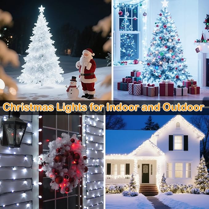 Decute 800LED 272ft Christmas String Lights UL Certified 8 Modes, Waterproof Outdoor Indoor Twinkle Starry Light for Christmas Tree Patio Garden Party Decor, Cool White
