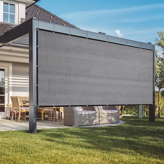 VICLLAX 90% Shade Fabric Sun Shade Cloth with Reinforced Grommets, Outdoor Sun Screen Fabric for Outdoor Patio Garden Pergola Cover Canopy 6x6 FT, Dark Grey