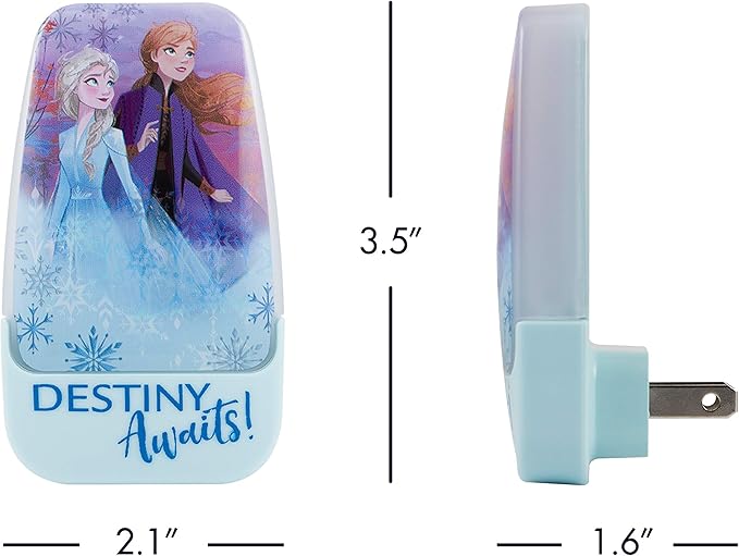Disney Frozen 45670 LED Night Light, Anna and Elsa, Princess, Plug-in, Dusk-to-Dawn Sensor, Girl's Room Decor, UL-Certified, Ideal for Bedroom, Nursery, Bathroom, Kid's Playroom