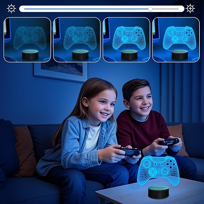 Attivolife Gamepad 3D Illusion Lamp, Controller Night Light with Remote Control + Timer 16 Color Changing Desk Lamp Kids Gamer Room Decor Plug in Best Cool Festival Birthday Gift for Boy Men