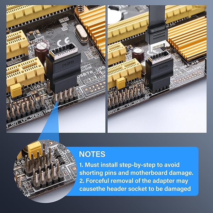 SinLoon USB 2.0 9Pin to Type-E Motherboard Header Extension Adapter USB 2.0 9-Pin Female to Type E Female Front Connector Converter Front Panel Adapter