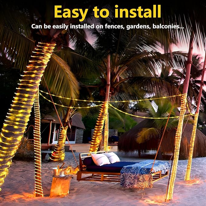 KNONEW 328FT 1000LED Rope Lights for Outside,Outdoor String Lights Waterproof 8 Modes Clear Tube Light for Indoor,Bedroom,Wedding,Garden,Patio,Christmas,Tree,Rv,Holiday Decoration(Warm White)