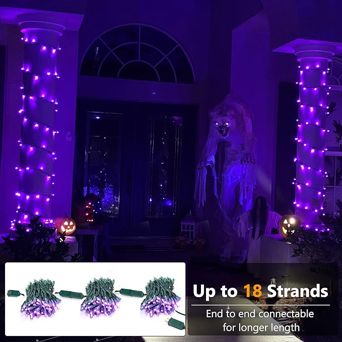 Brizled Purple Christmas Lights, 33ft 100 LED 5mm Wide Angle Gentle Twinkle Christmas Lights, 120V UL Certified Connectable Purple String Light Outdoor Xmas Tree Light for Xmas Halloween Tree Home