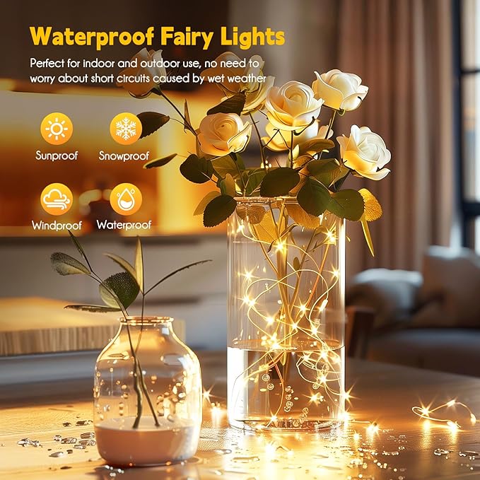 Minetom 66 Feet 200 LEDs USB Fairy String Lights with Remote, Copper Wire Starry Lights for Bedroom Wall Ceiling Christmas Tree Wreath Craft Wedding Party Decoration, Warm White