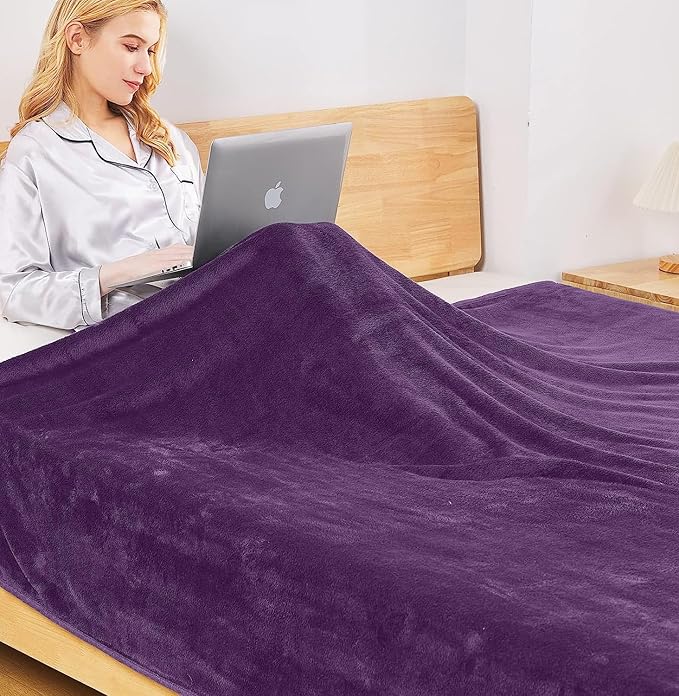 Polar Fleece Blankets King Size for The Bed Extra Soft Brush Fabric Super Warm Sofa Blanket 90" x 108"(Purple King)