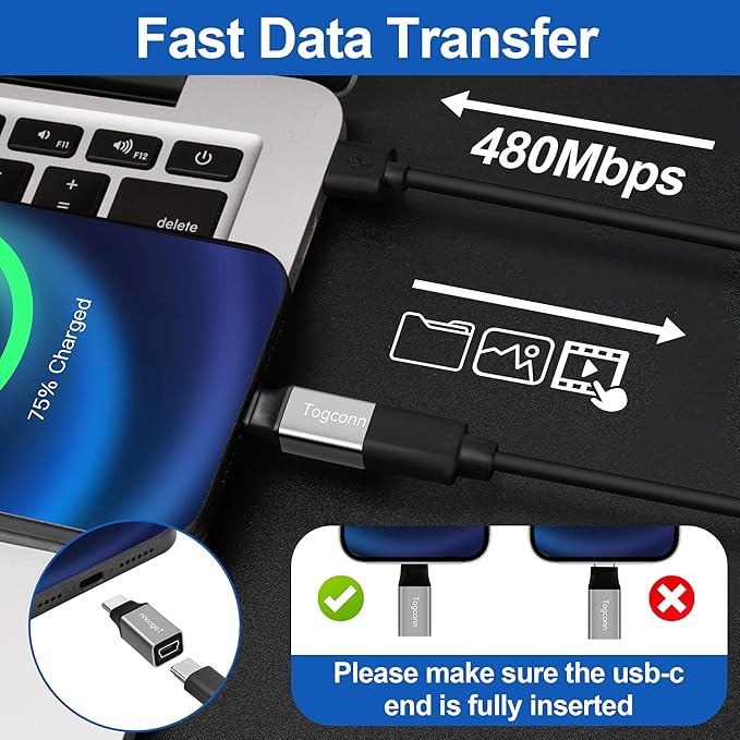 Mini USB to USB C Adapter 2 Pack, Mini USB (Female) to USB Type-C (Male) Converter Connector,Support Charging & Data Transfer Compatible with Samsung Galaxy S10/S9, Note 9/8 and More USB Type-C device