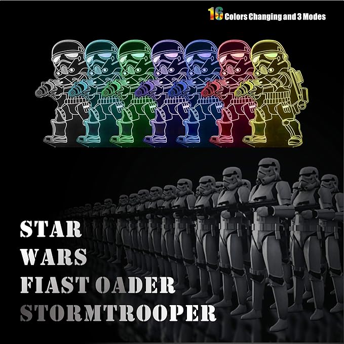 2 Bases 5 Patterns Star Wars Gifts 3D Illusion Lamp - Baby Yoda Night Light, 7 Color Change, Christmas Gifts for Star Wars Fans Boys Girls Men