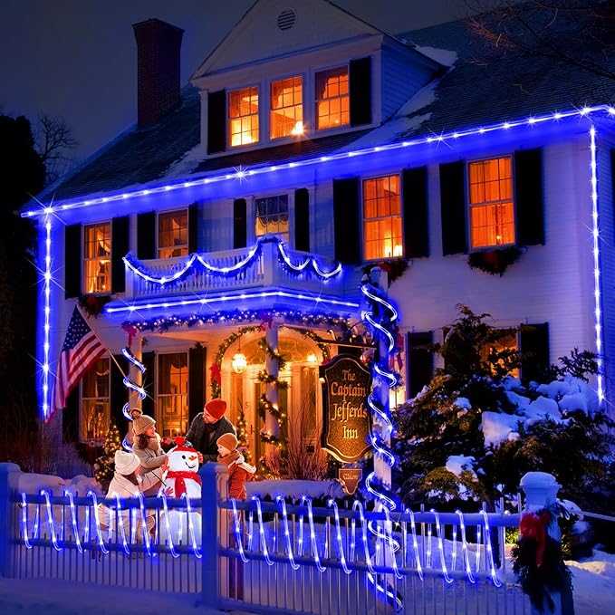 KNONEW 164FT 1000LED Rope Lights for Outside,Outdoor String Lights Waterproof 8 Modes Clear Tube Light for Indoor,Bedroom,Wedding,Garden,Patio,Christmas,Tree,Rv,Holiday Decoration(Blue)