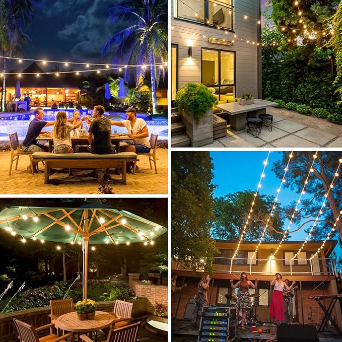 Bosceos 60FT Outdoor G40 LED Globe String Lights Dimmable Waterproof Shatterproof Light Strings with 30 Bulbs Connectable Commercial Hanging Lights for Christmas Patio House Backyard Balcony Party