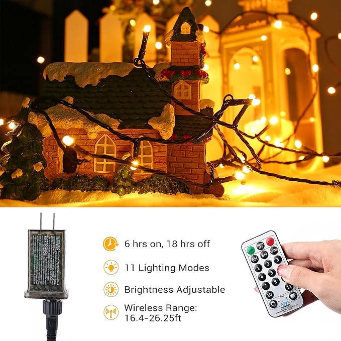 Brizled Christmas Tree Lights, 2 Pack 65.67ft 200 LED Color Changing Christmas String Lights with Remote, 11 Modes Warm White & Multicolor Xmas Light Connectable Light String for Xmas Tree Home Party