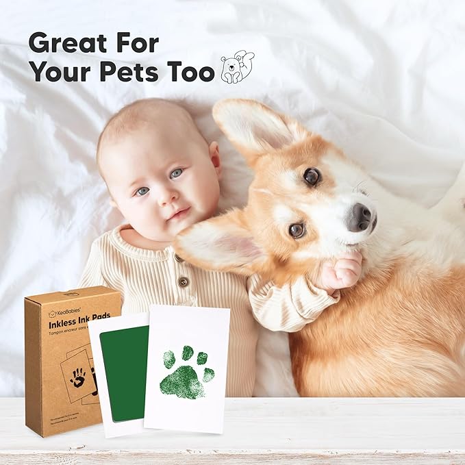 4-Pack Inkless Baby Hand and Footprint Kit - Mess Free Ink Pad for Newborn Keepsake, Dog Nose & Paw Print Kit, Clean Touch Ink Pad for Baby Hand & Footprints, Ideal New Mom Gifts (Midnights)