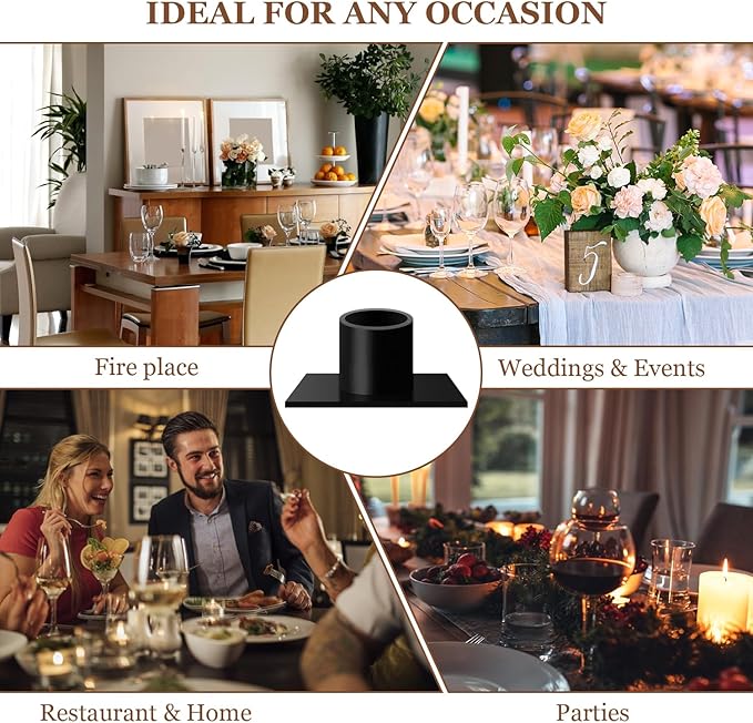 Gute Taper Candle Holder, Candle Holders for Pillar Candles, Matte Black Candlestick Holder Centerpieces for Home Decoration, Wedding Anniversary, Party, Housewarming Gifts,Set of 8,Square