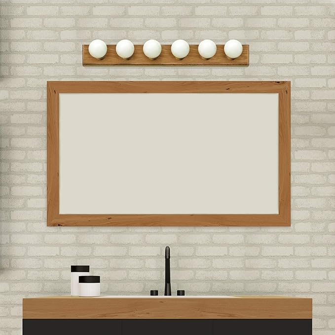 Design House Vanity Lights, 6 Linear Lights, Dimmable, Horizontal or Vertical Use, Uses (6) 60W Bulbs, For Bathroom/Makeup Vanity, Honey Oak, 36.0 in. L x 4.5 in. H x 2.5 in. D, 500223