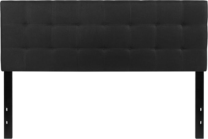 Flash Furniture Bedford Tufted Upholstered Headboard for Queen Size Bed, Contemporary Fabric Tufted Headboard with Adjustable Height, Black