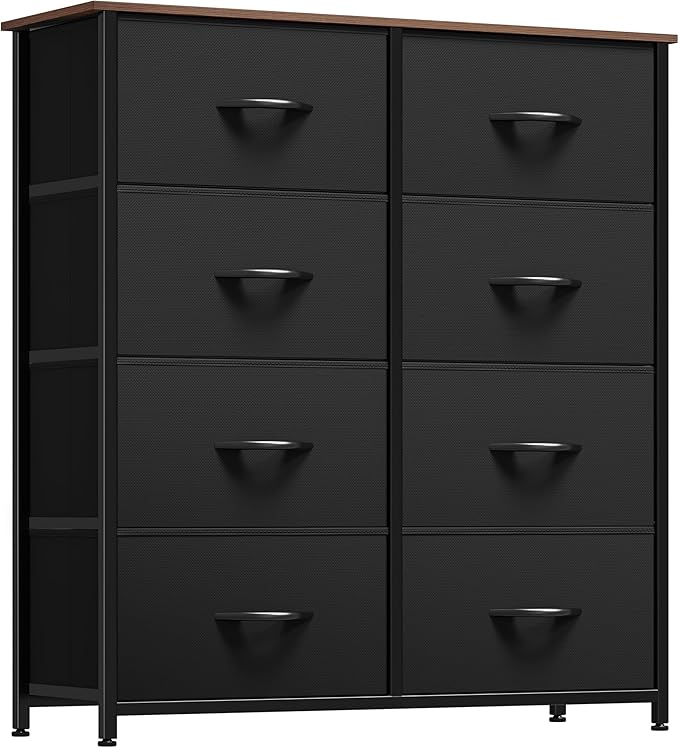 YITAHOME Dresser with 8 Drawers, Tall Storage Drawers, Black Dresser & Chest of Drawers, Storage Drawer Organizer for Closet, Bedroom, Living Room